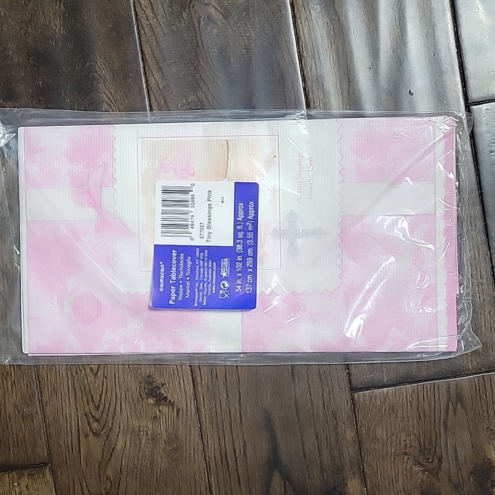 ⭐️💲2️⃣ ⭐️NEW- Tiny Blessing Baptism Collection 54 X 102 Inch Paper Tablecover